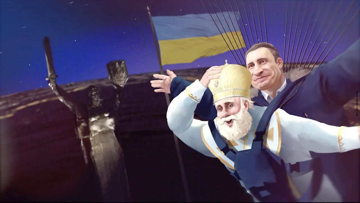 Кличко у привітальному мультику спустився на Київ на парашуті разом зі святим Миколаєм - Київ Кличко у привітальному мультику спустився на Київ на парашуті разом зі святим Миколаєм - Київ