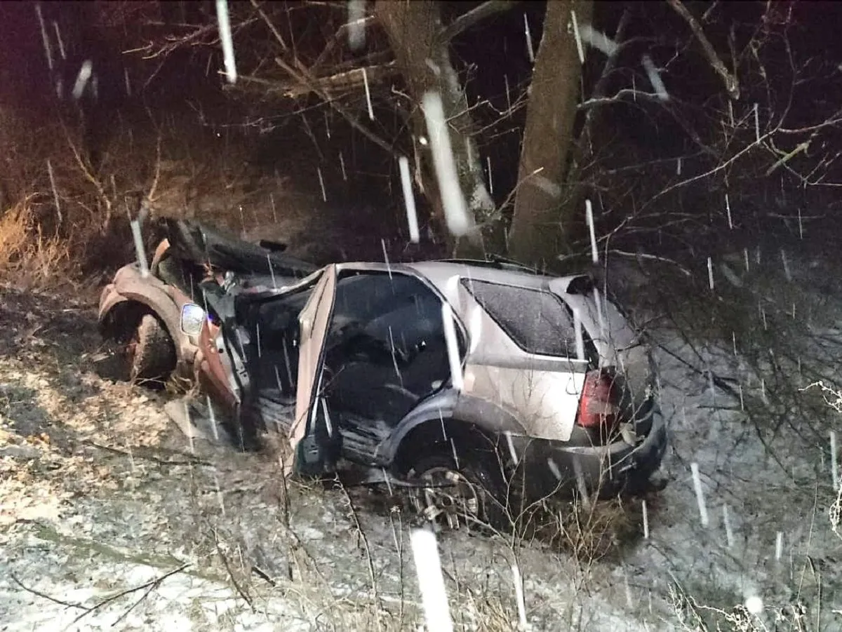 Аварія під Борисполем, Kia Sorento врізалася в дерево, двоє людей в лікарні