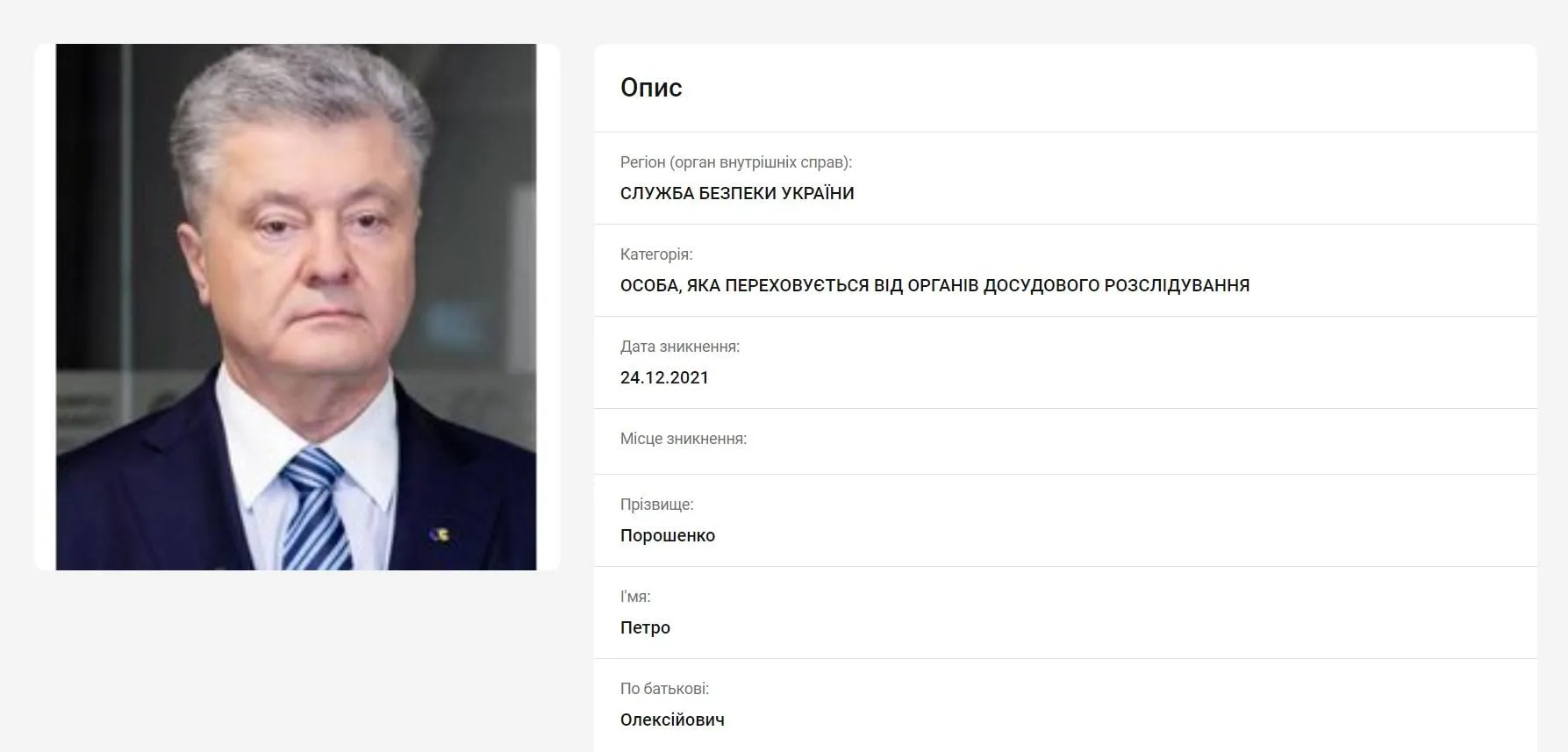 Порошенка оголосили у розшук Порошенка оголосили у розшук