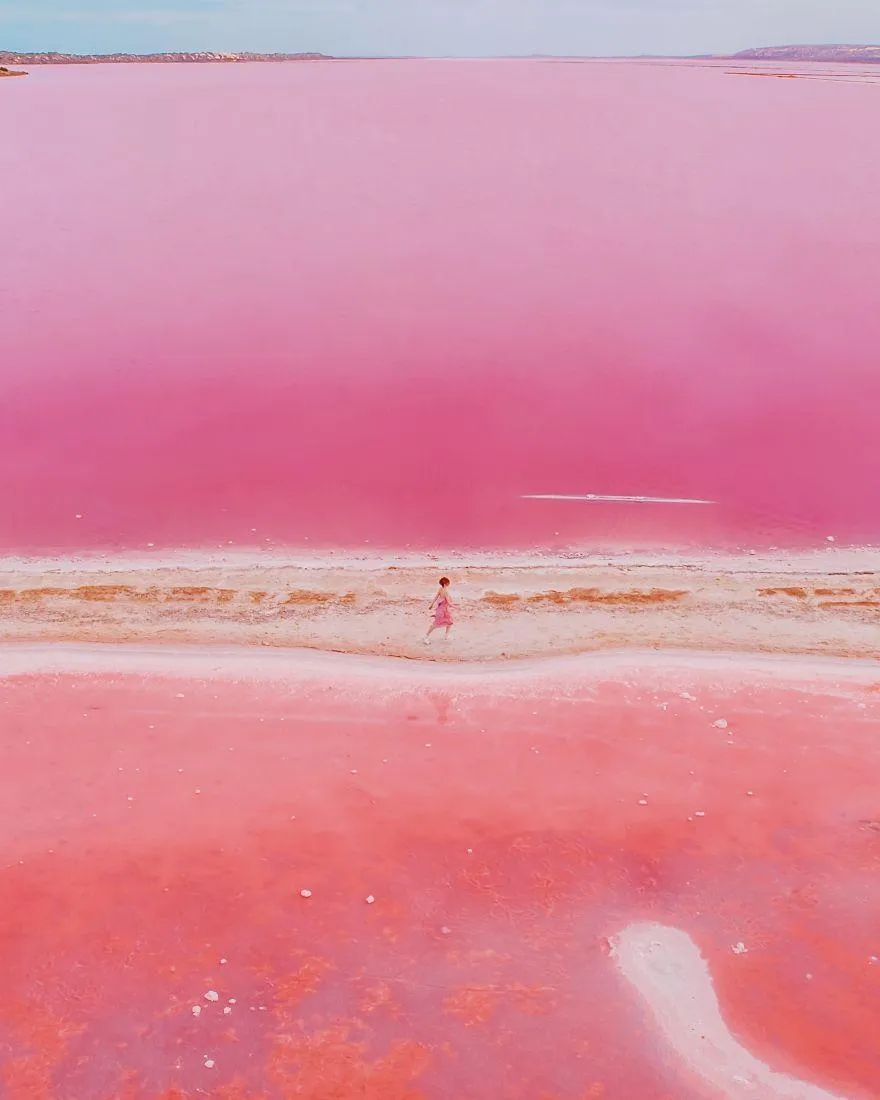 Розовая лагуна поражает ярким цветом воды