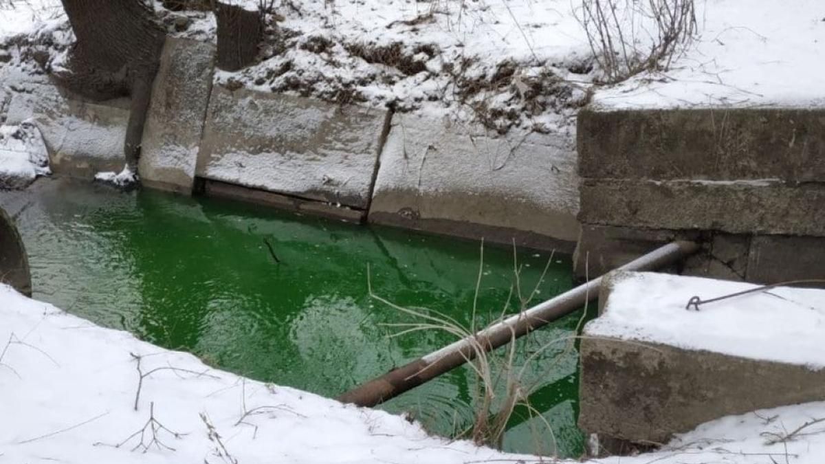 Химикаты или краска: киевские коммунальщики выясняют, из-за чего вода в Сырце стала зеленой