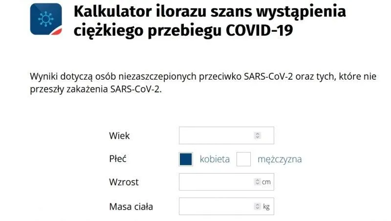 У Польщі створили онлайн-калькулятор перебігу COVID-19 У Польщі створили онлайн-калькулятор перебігу COVID-19