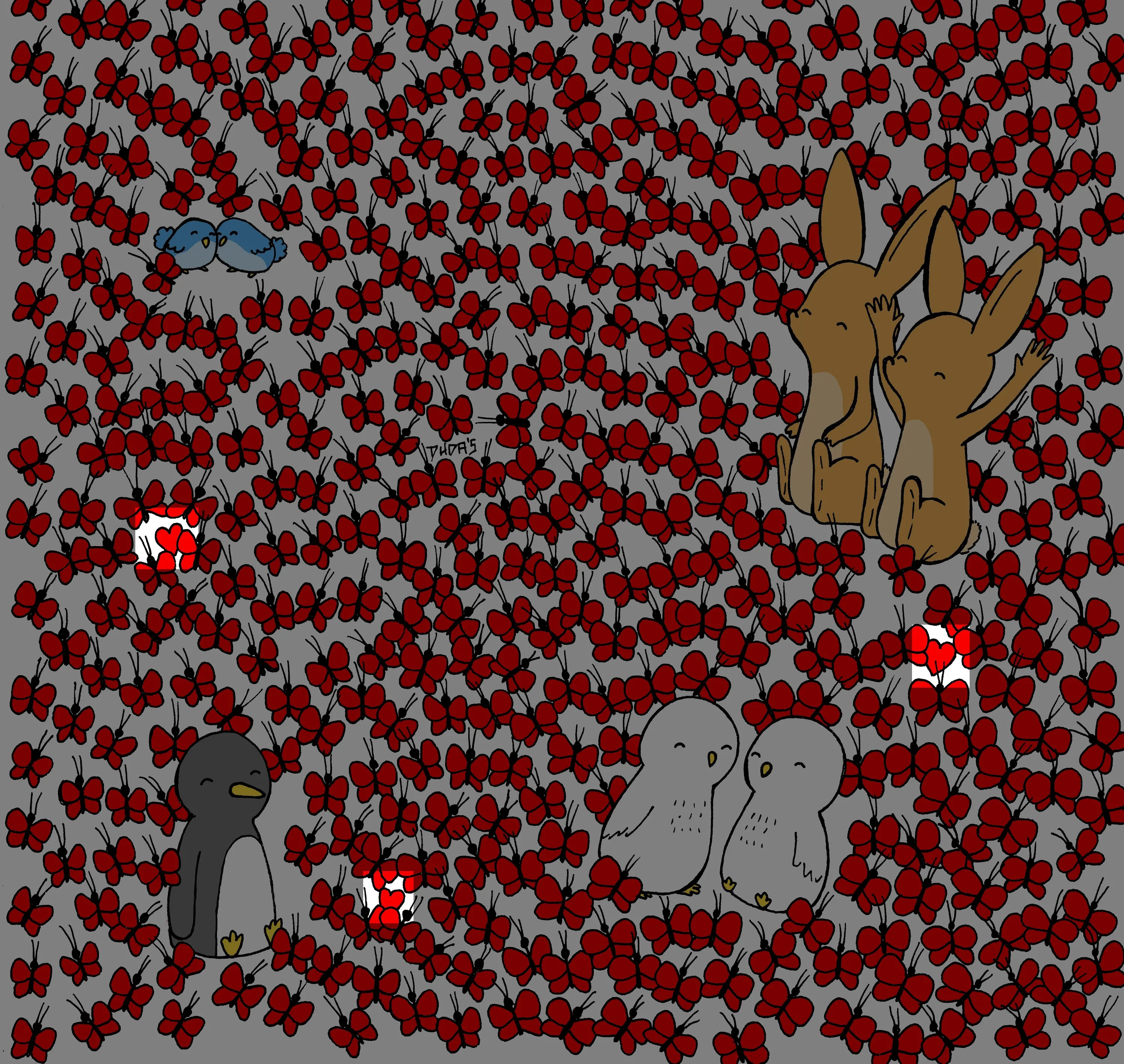 Головоломка тижня: у переддень святого Валентина – 95% читачів знайшло серця серед метеликів