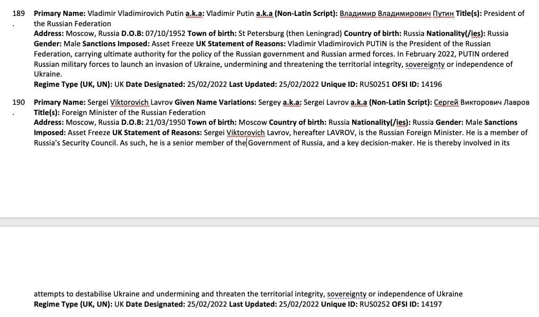 Санкції проти Путіна і Лаврова Санкції проти Путіна і Лаврова