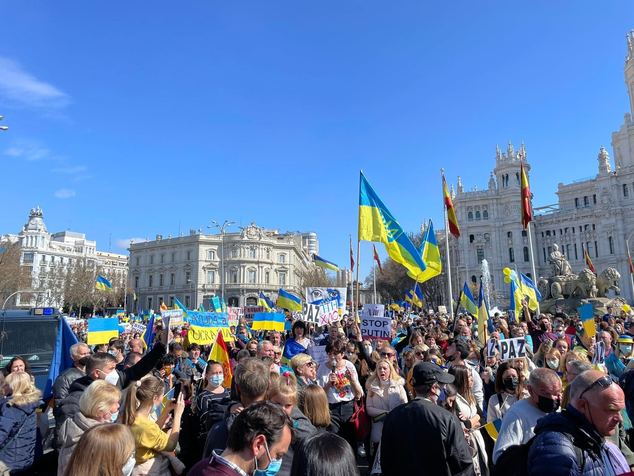 Колонне ни конца, ни края: в Мадриде прошла гигантская акция в поддержку Украины
