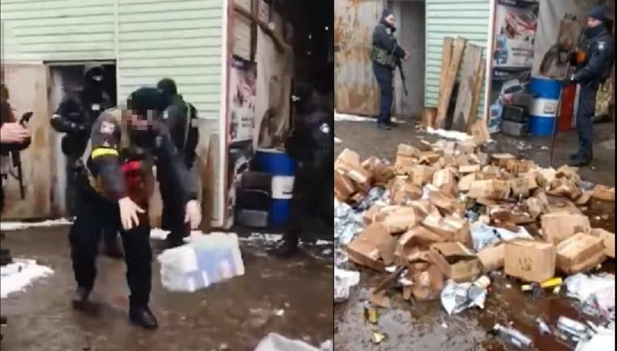 В Луцке правоохранители уничтожили десятки ящиков алкоголя, который изъяли у продавцов