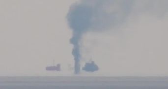 Геращенко показал видео подбитого российского корабля возле Одессы