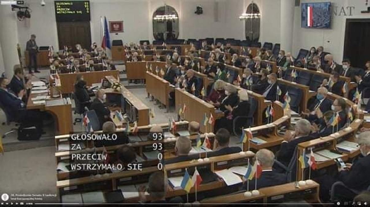Сенат Польши единогласно поддержал евроинтеграцию Украины в ЕС
