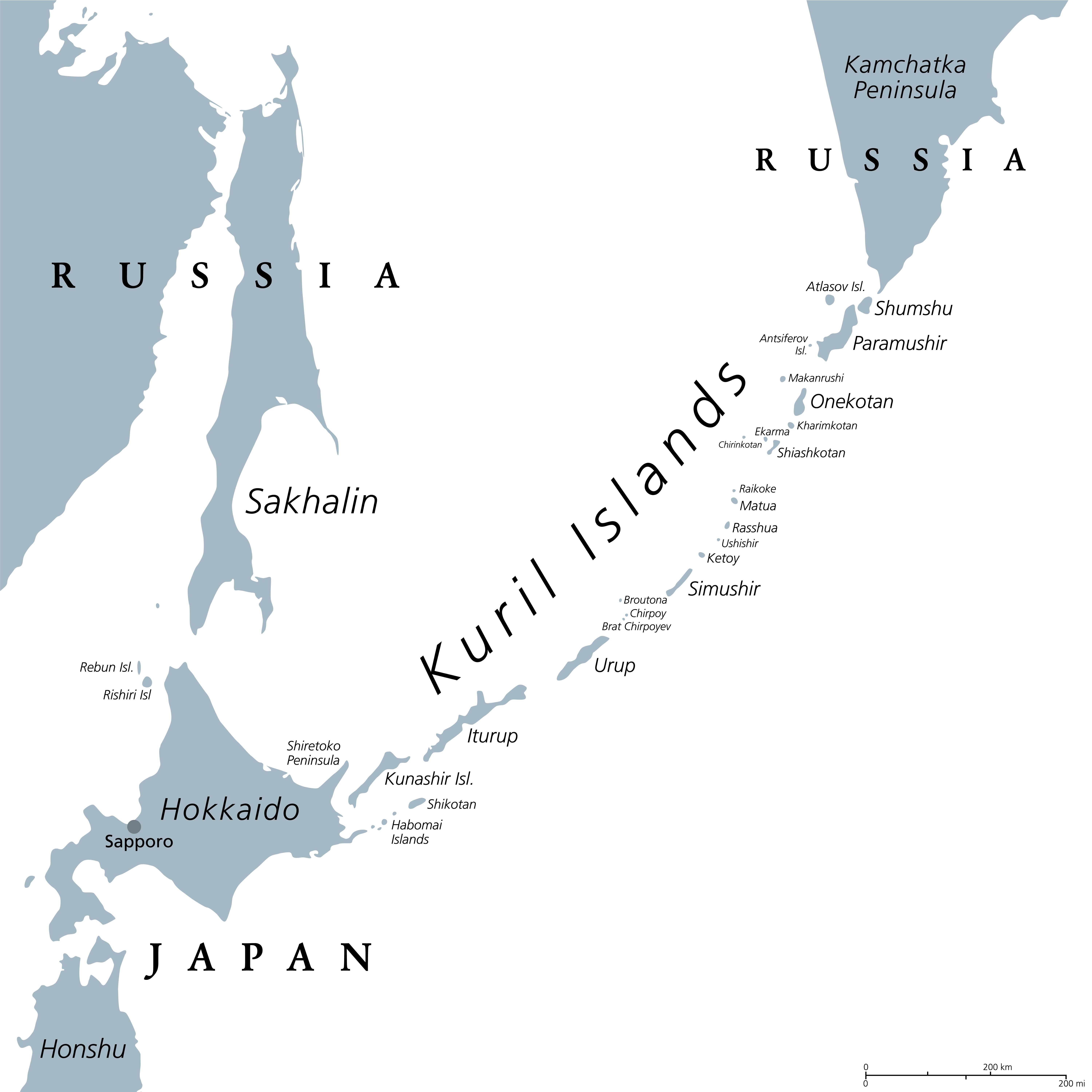 курилы острова на карте россии