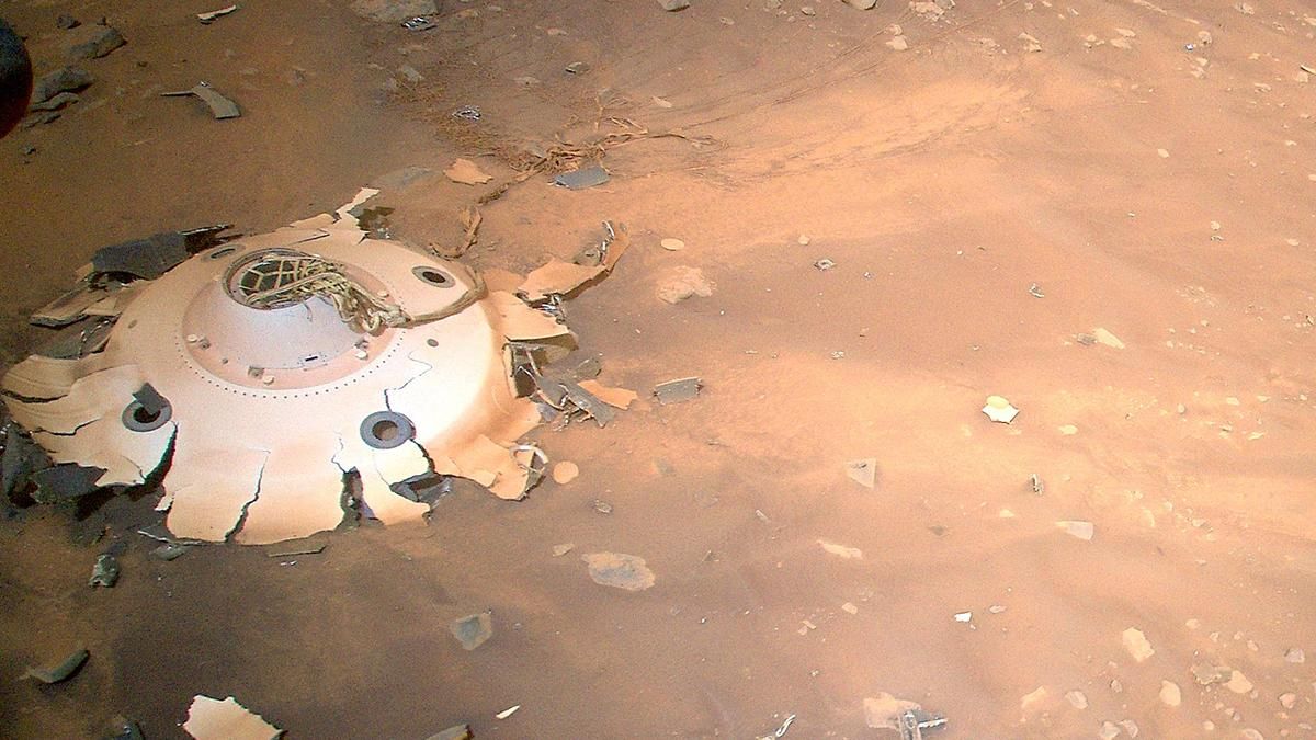 Марсіанський вертоліт Ingenuity надіслав фото посадкового модуля та парашута Perseverance