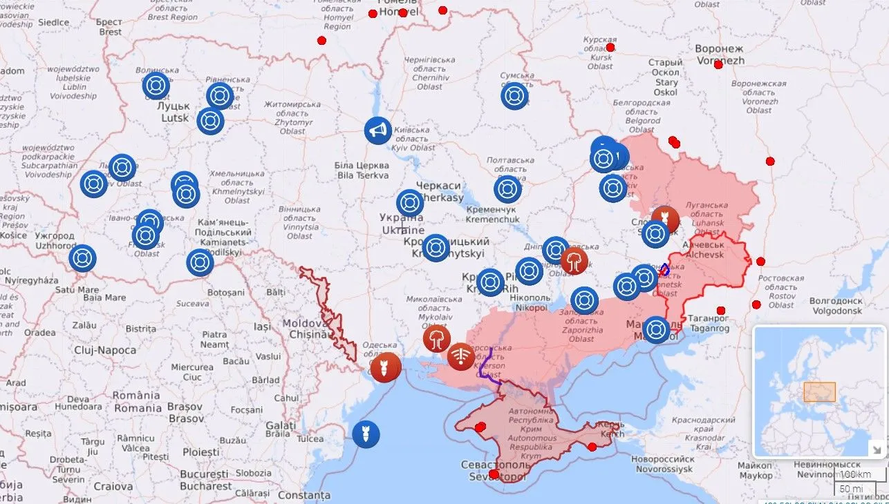 Карта бойових дій станом на 1 травня Карта бойових дій станом на 1 травня