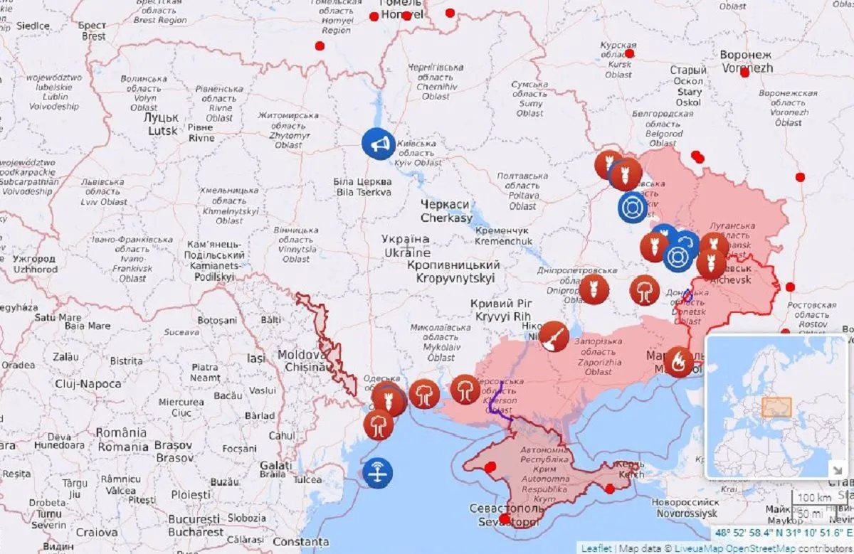 Карта боевых действий в Украине Карта боевых действий в Украине