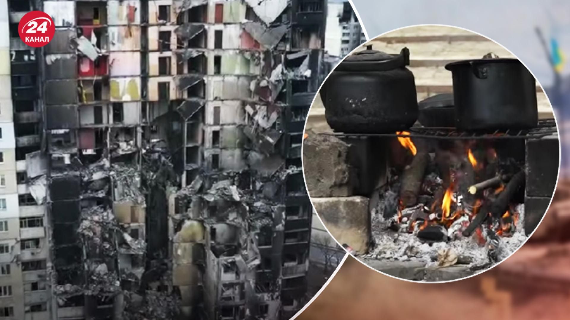 Еду готовят у подъезда: как выживают люди на Северной Салтовке, которую каждый день обстреливают Еду готовят у подъезда: как выживают люди на Северной Салтовке, которую каждый день обстреливают