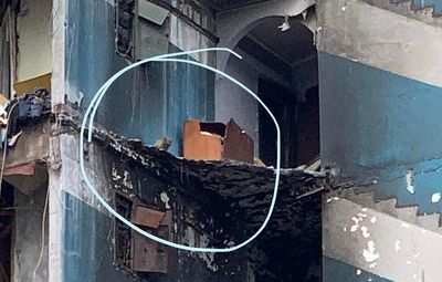 На 7 этаже полуразрушенного дома Бородянки заметили кота: его попытаются спасти