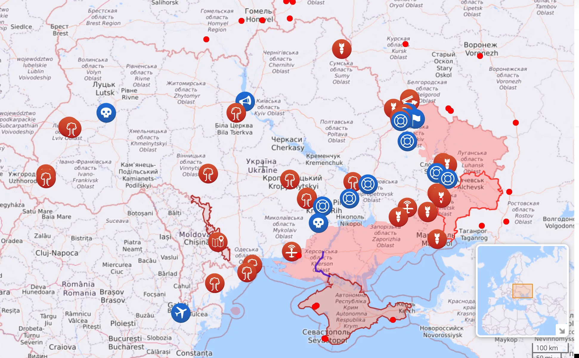 Карта бойових дій в Україні Карта бойових дій в Україні