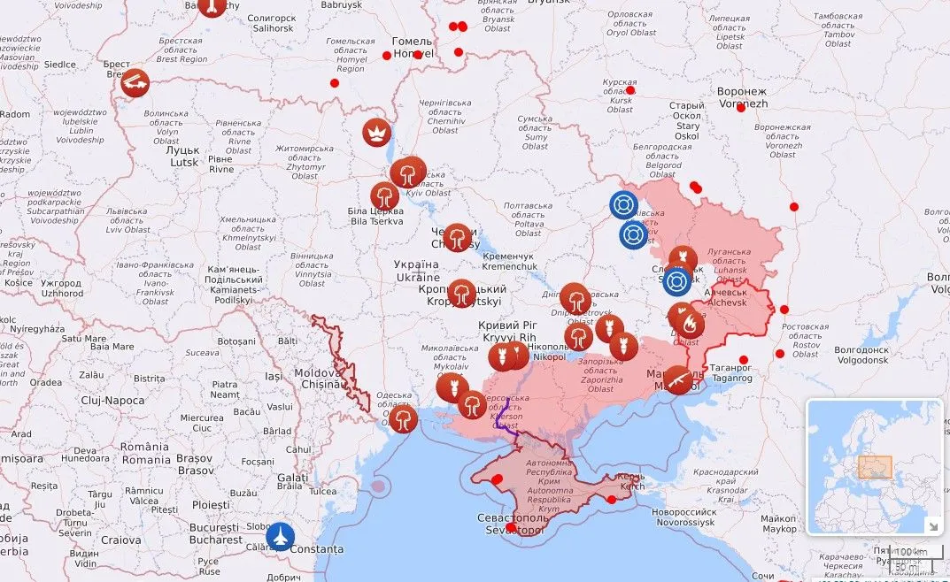 Карта бойових дій станом на  травня