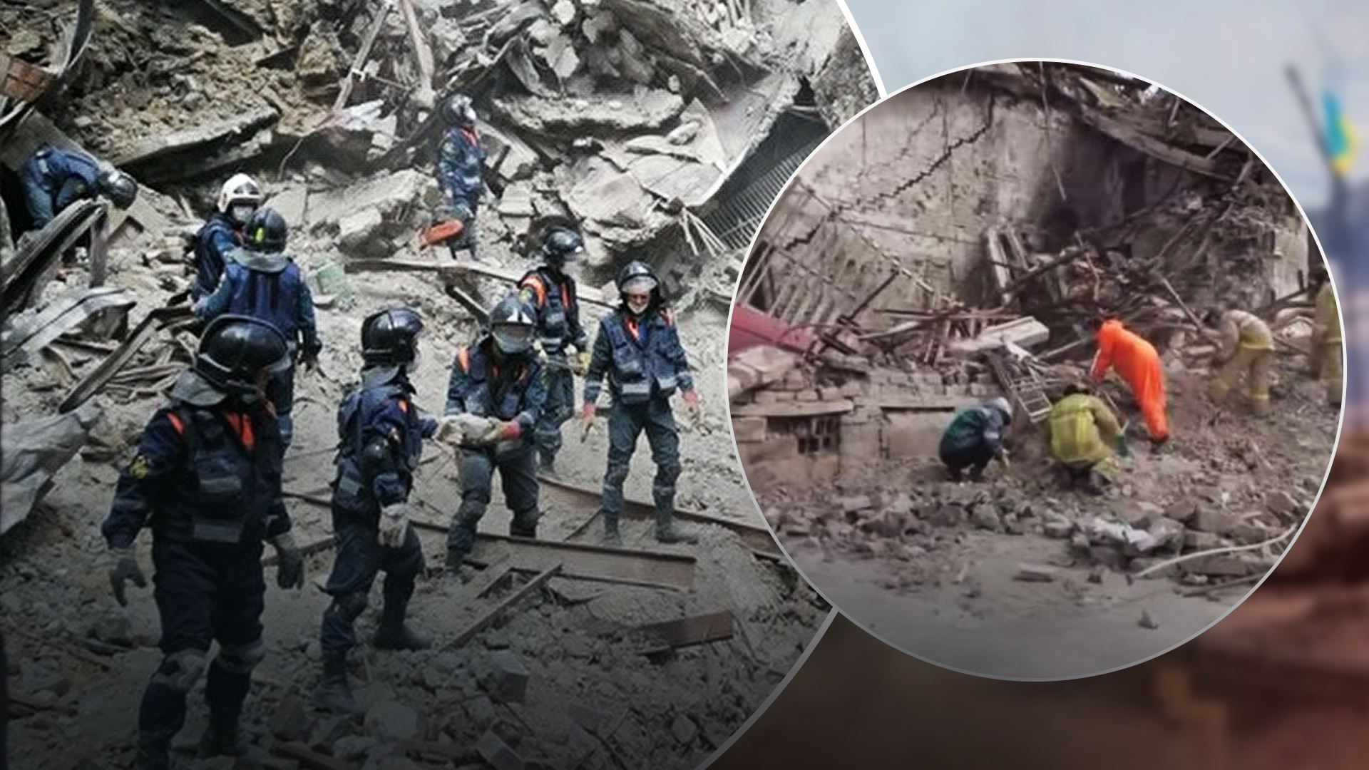 Окупанти примушують маріупольців розбирати завали розбомбленого драмтеатру Окупанти примушують маріупольців розбирати завали розбомбленого драмтеатру