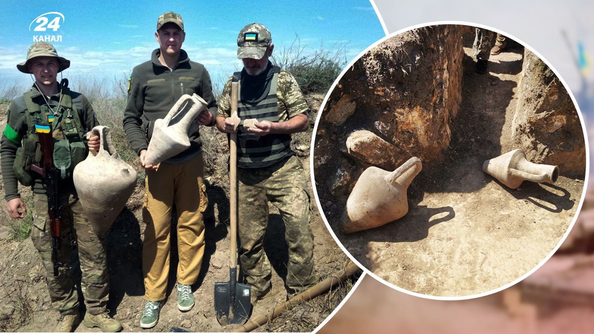 Тероборона Одещини викопала стародавні амфори IV – V століть до нашої ери Тероборона Одещини викопала стародавні амфори IV – V століть до нашої ери