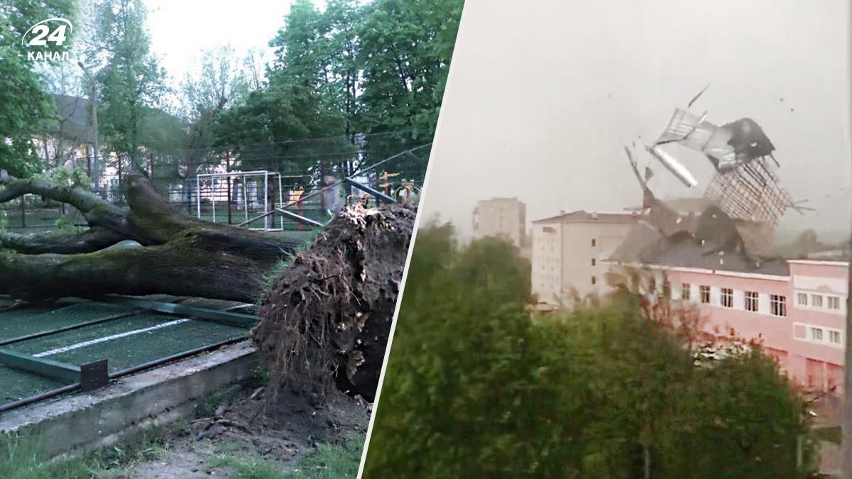 Шостка в Сумской области пострадала от мощной непогоды: повалены деревья, повреждены крыши