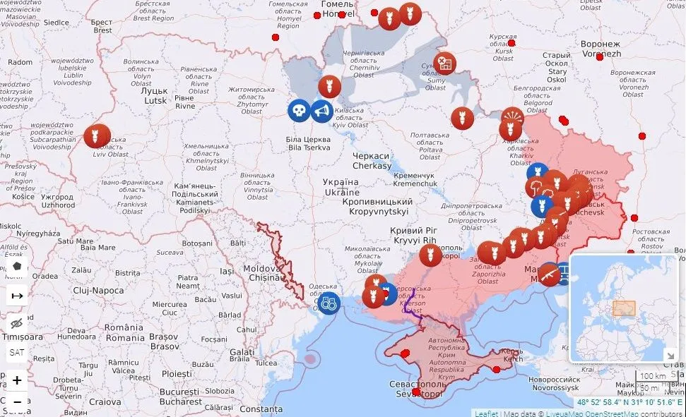 Карта бойових дій в Україні Карта бойових дій в Україні