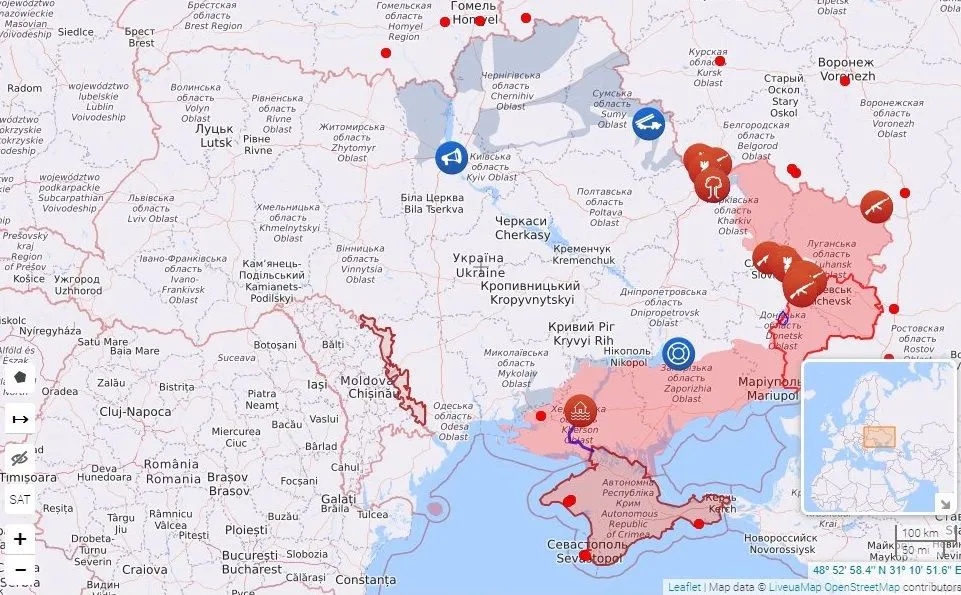 Карта бойових дій в Україні Карта бойових дій в Україні