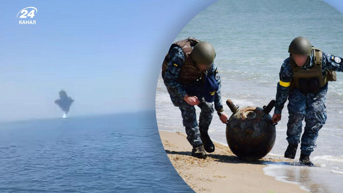 Ліквідували ще одну небезпечну міну в морі біля Одещини: ЗСУ показали відео знищення