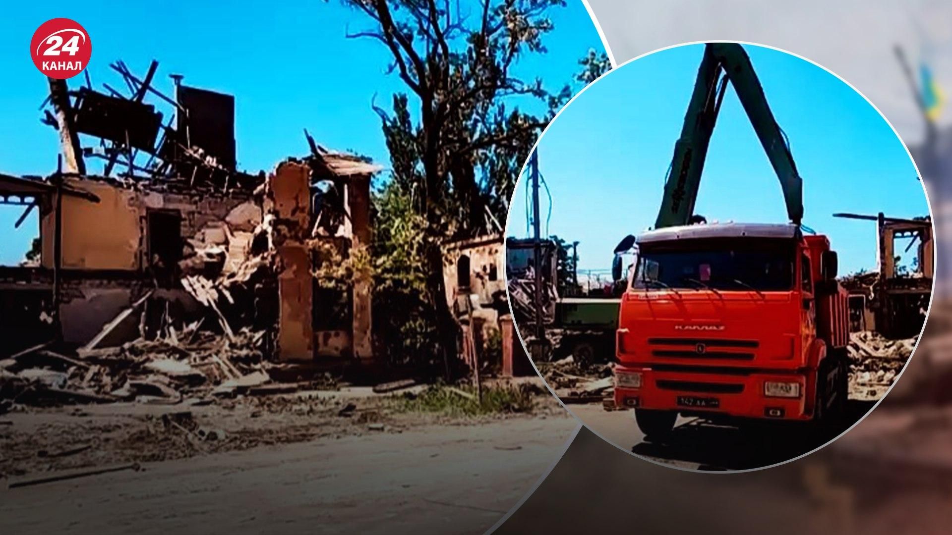 Оккупанты в Мариуполе цинично сносят дома уже даже без разбора завалов Оккупанты в Мариуполе цинично сносят дома уже даже без разбора завалов