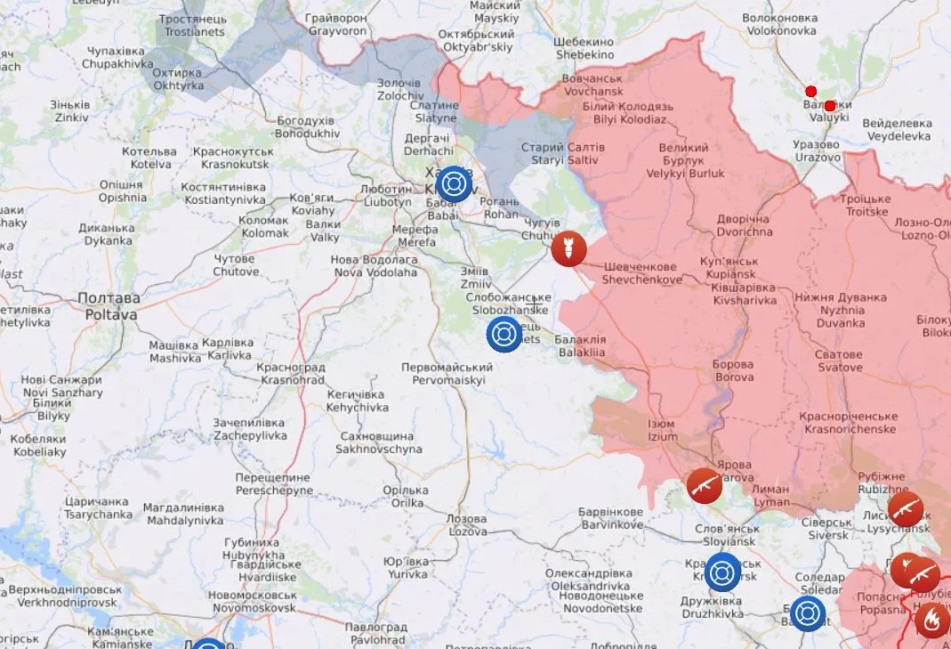 КАрта боевых действий в Харьковской области КАрта боевых действий в Харьковской области