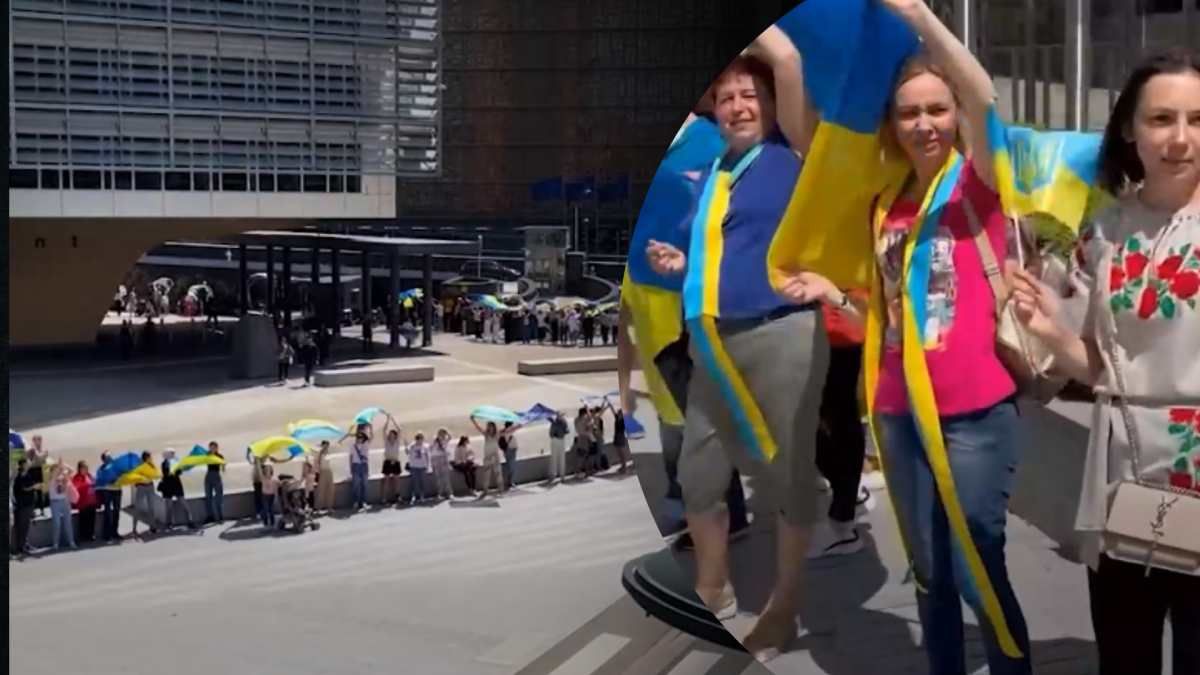 Активісти в Брюсселі утворили живий ланцюг на підтримку вступу України до ЄС - 24 Канал Активісти в Брюсселі утворили живий ланцюг на підтримку вступу України до ЄС - 24 Канал