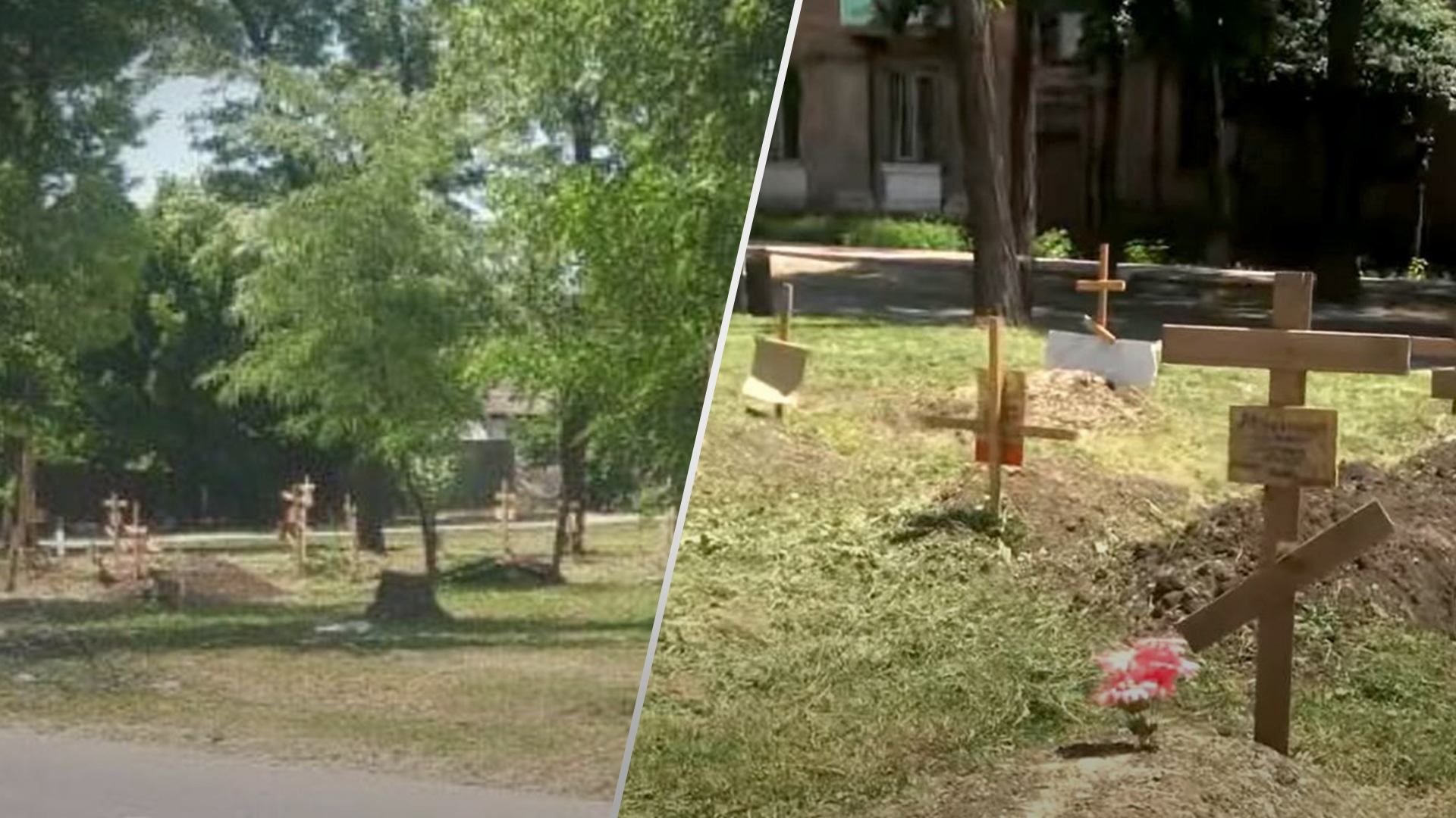 Каждый день на импровизированных кладбищах Мариуполя появляются новые могилы Каждый день на импровизированных кладбищах Мариуполя появляются новые могилы