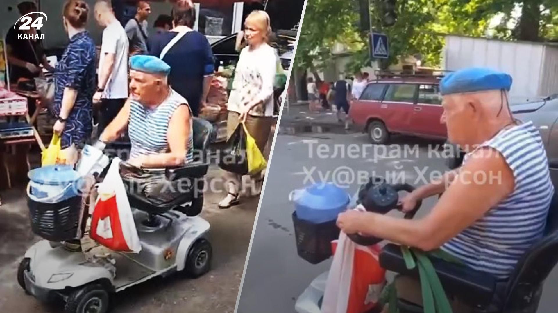 Пенсіонер на мотовізку у Херсоні гучно вмикає українські пісні, не боячись окупантів