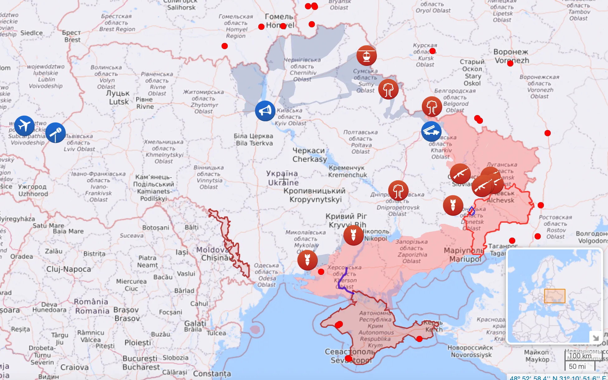 Карта бойових дій в Україні станом на 16 червня Карта бойових дій в Україні станом на 16 червня
