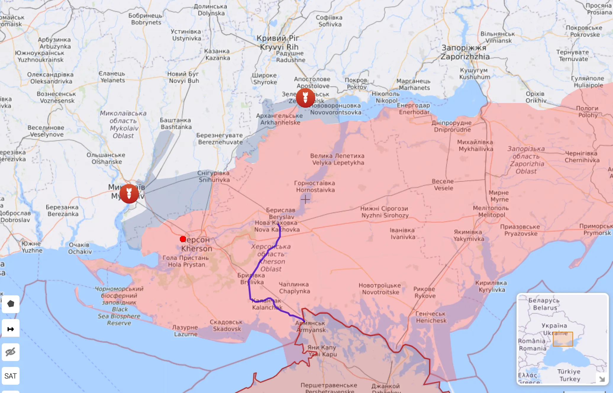 Карта бойових дій Півдня України Карта бойових дій Півдня України