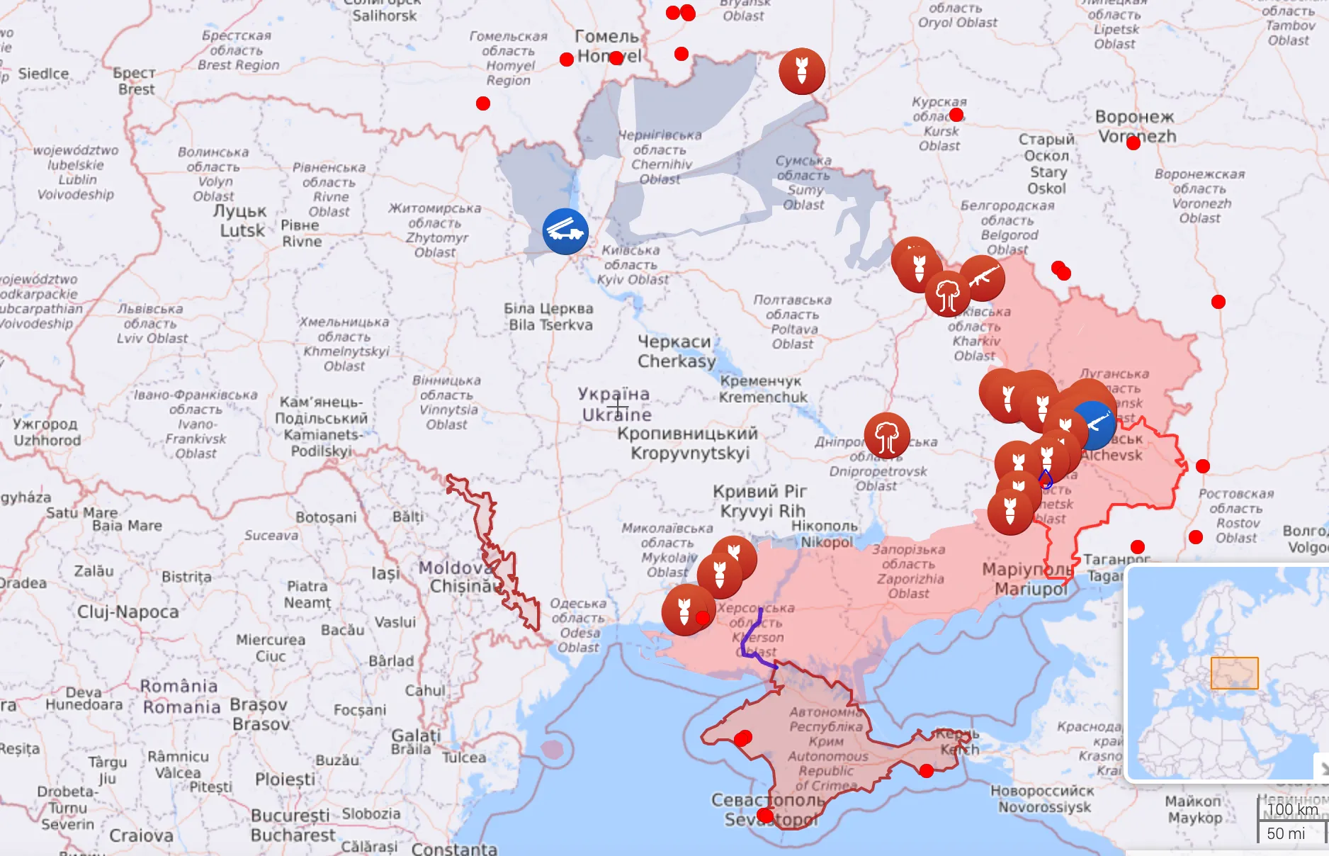 Як виглядає карта бойових дій в Україні станом на ранок 20 червня Як виглядає карта бойових дій в Україні станом на ранок 20 червня