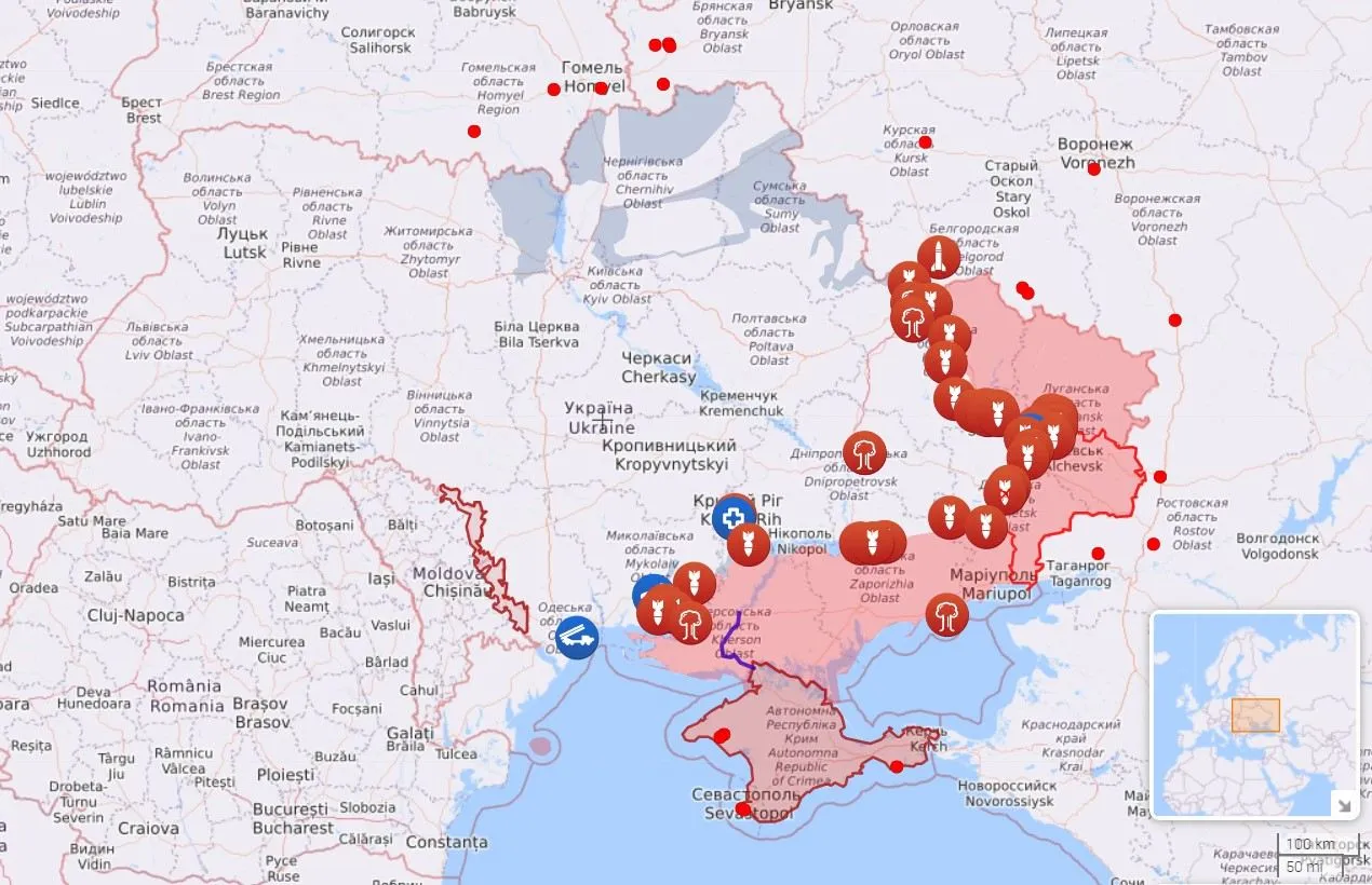 Карта боевых действий на 19 июня