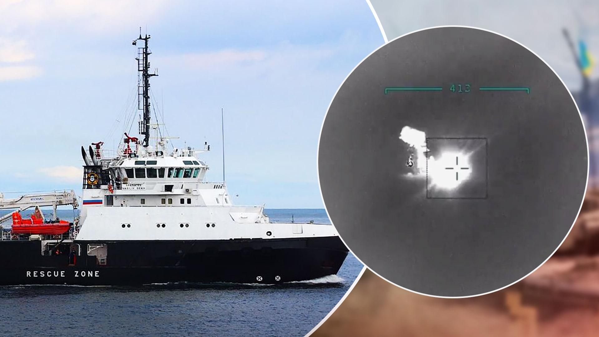 Як українські ракети вразили російський буксир "Василій Бех": з'явилося потужне відео Як українські ракети вразили російський буксир "Василій Бех": з'явилося потужне відео