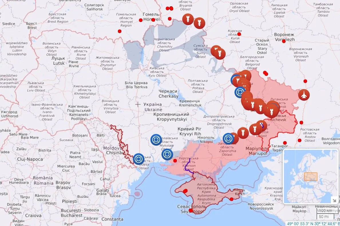 Карта бойових дій станом на 22 червня