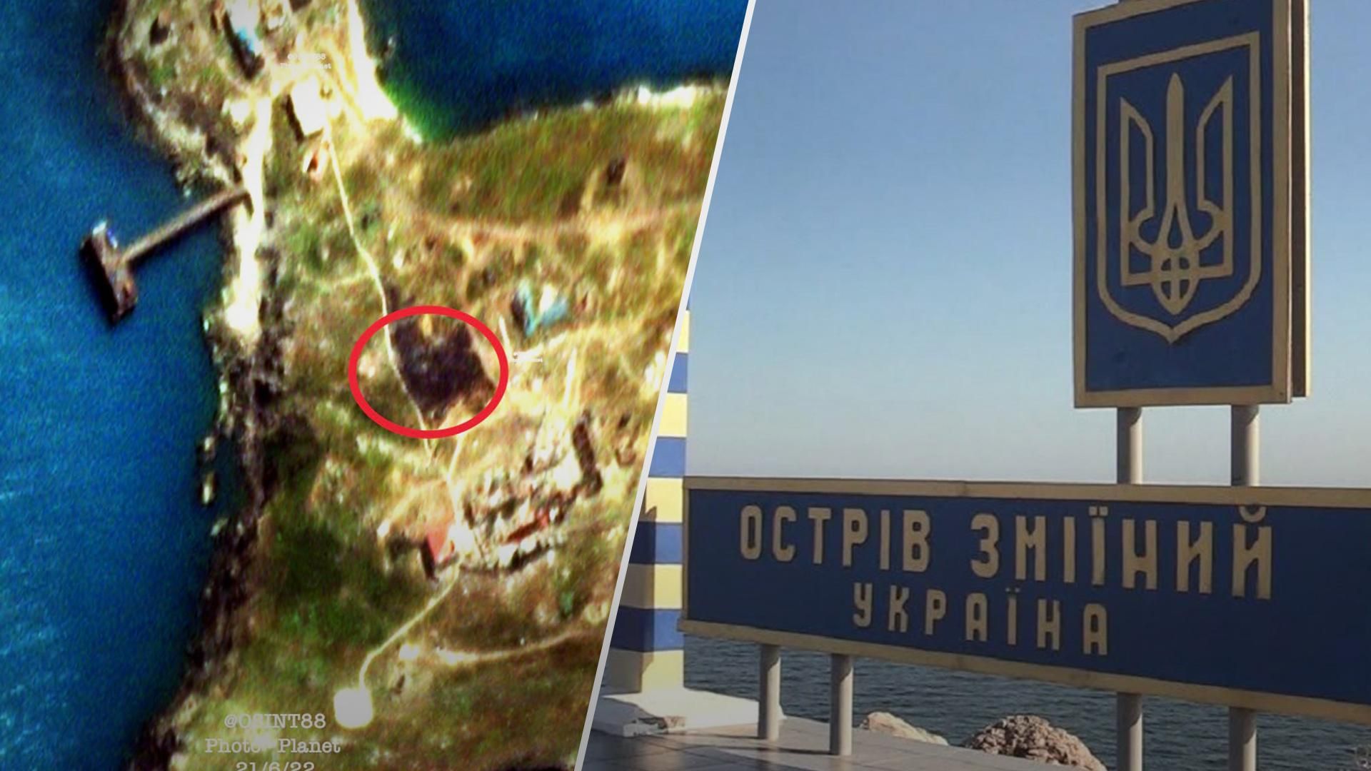 У мережі показали супутниковий знімок Зміїного після удару по російських окупантах