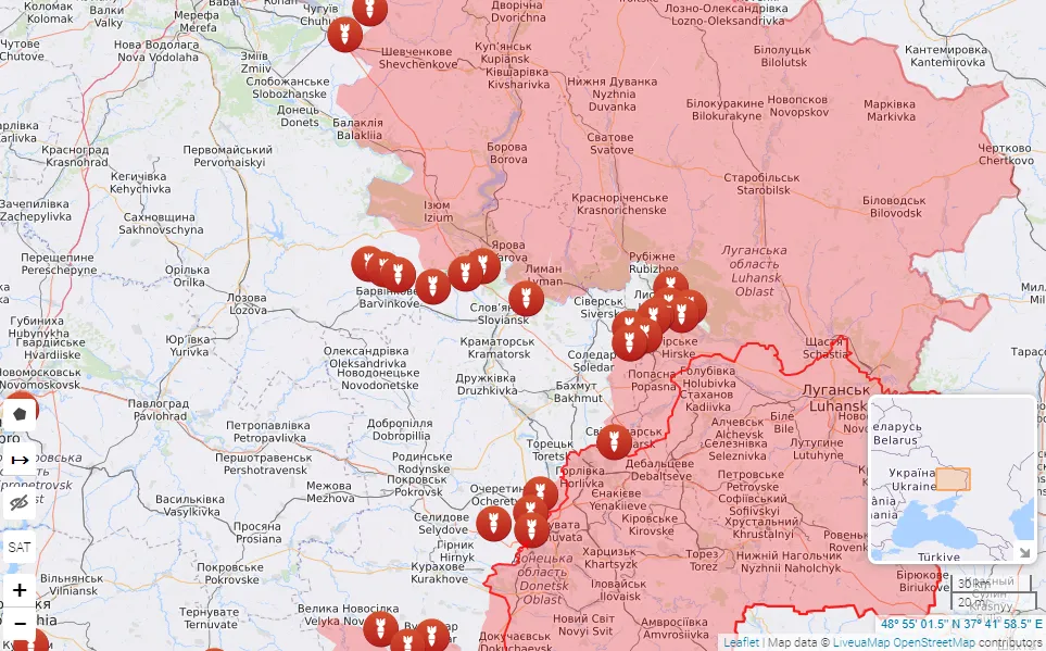 Карта бойових дій в Україні Карта бойових дій в Україні