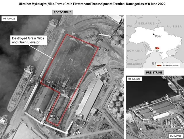 Терминалы зерна, разрушенные Россией