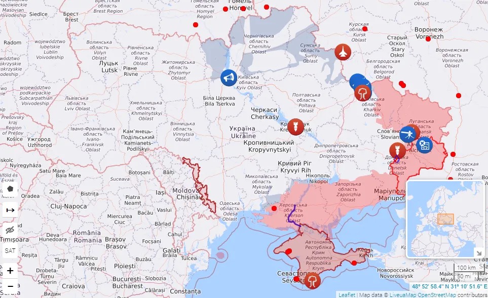 Карта бойових дій в Україні Карта бойових дій в Україні