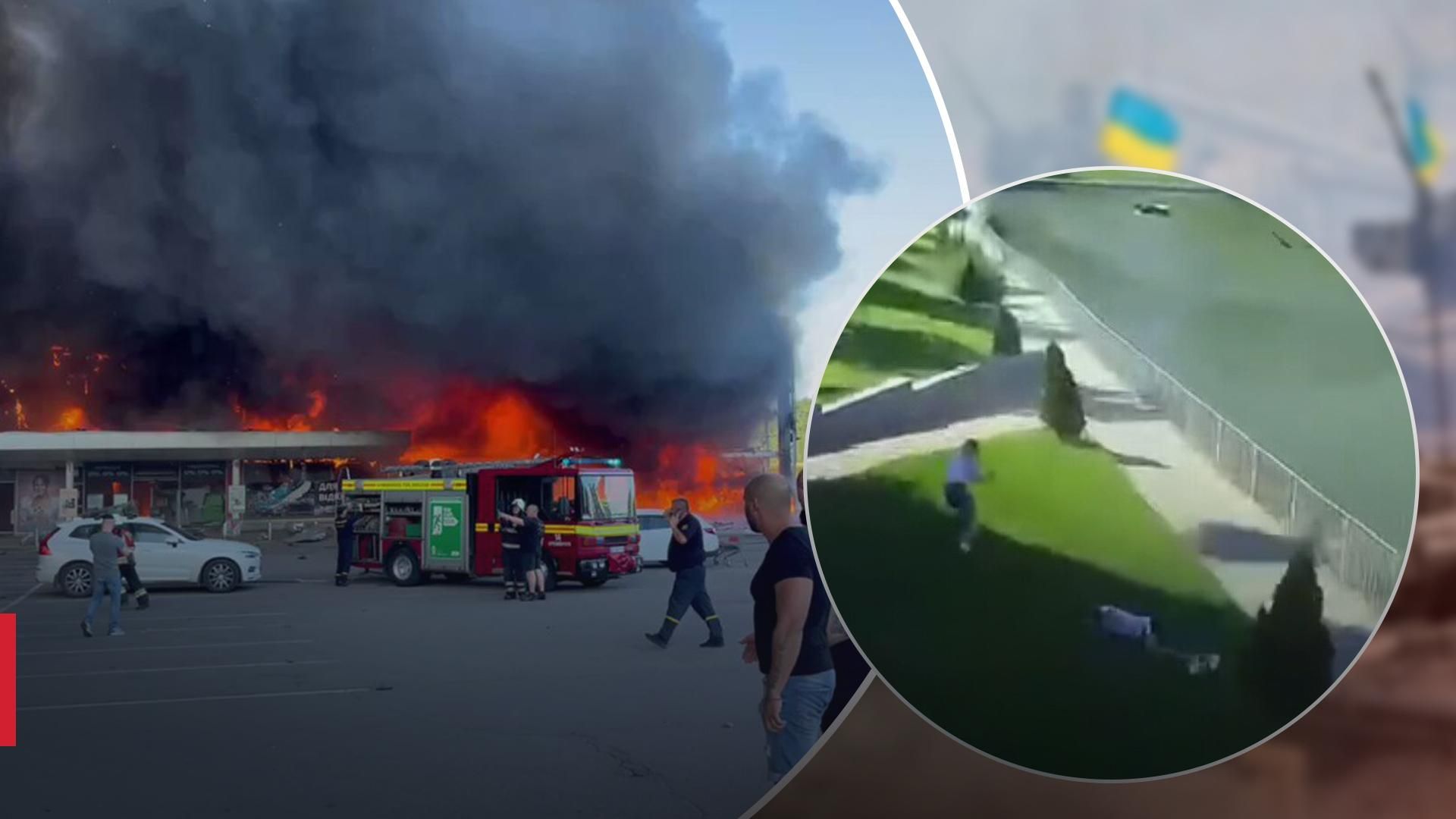 Удар по Кременчуку: у мережі показали моторошні відео з камер спостереження Удар по Кременчуку: у мережі показали моторошні відео з камер спостереження