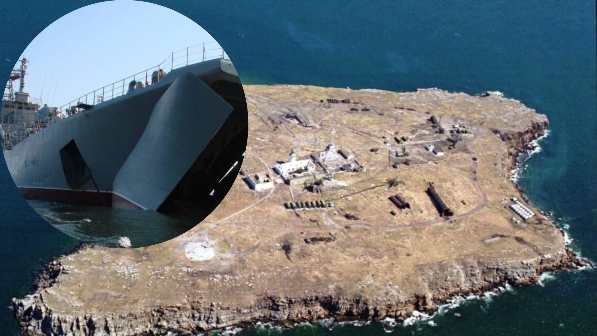 Росіяни підігнали до Зміїного великий десантий корабель Росіяни підігнали до Зміїного великий десантий корабель