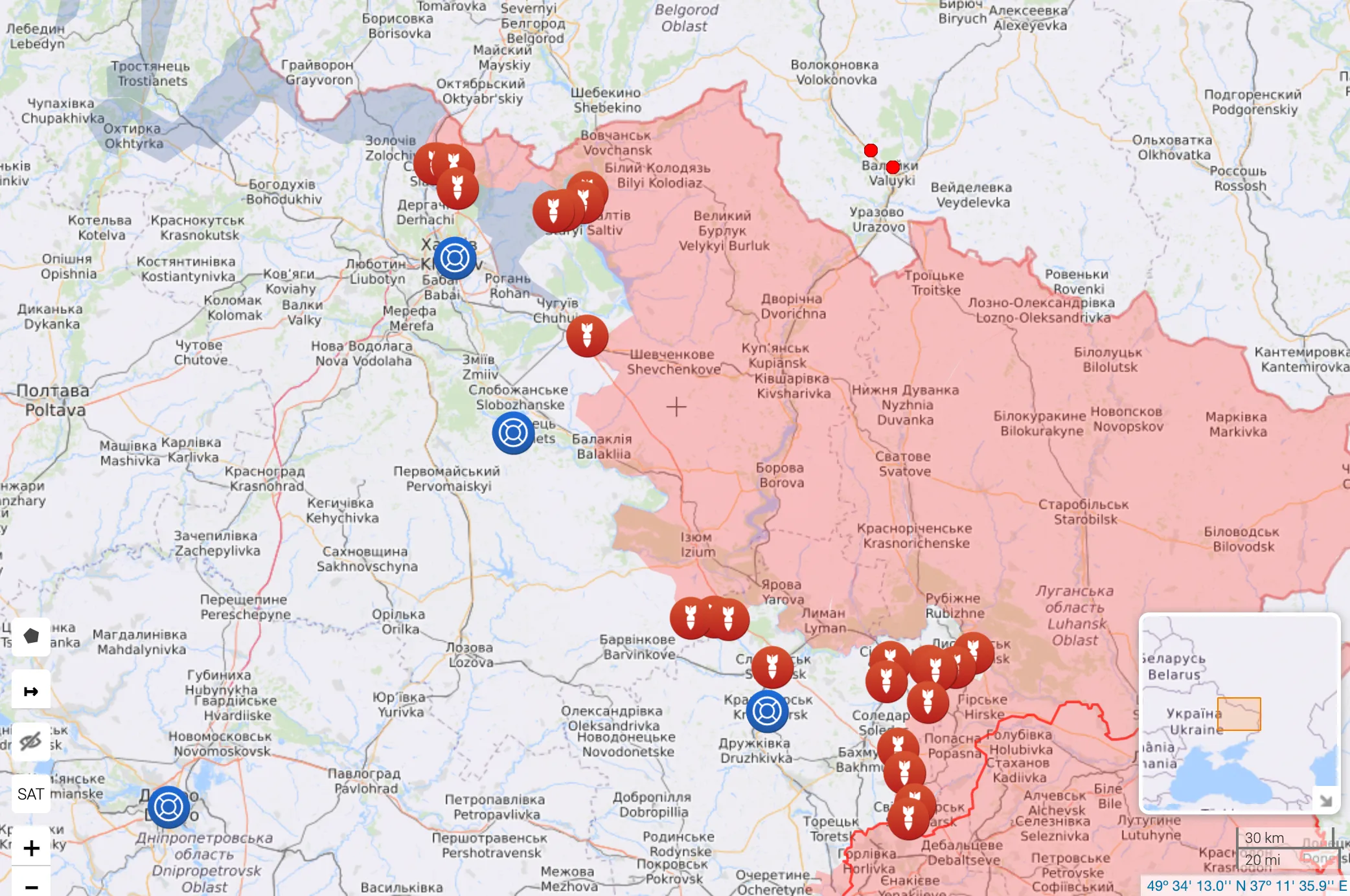 Карта бойових дій в Україні