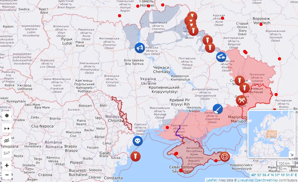 Карта бойових дій в Україні Карта бойових дій в Україні