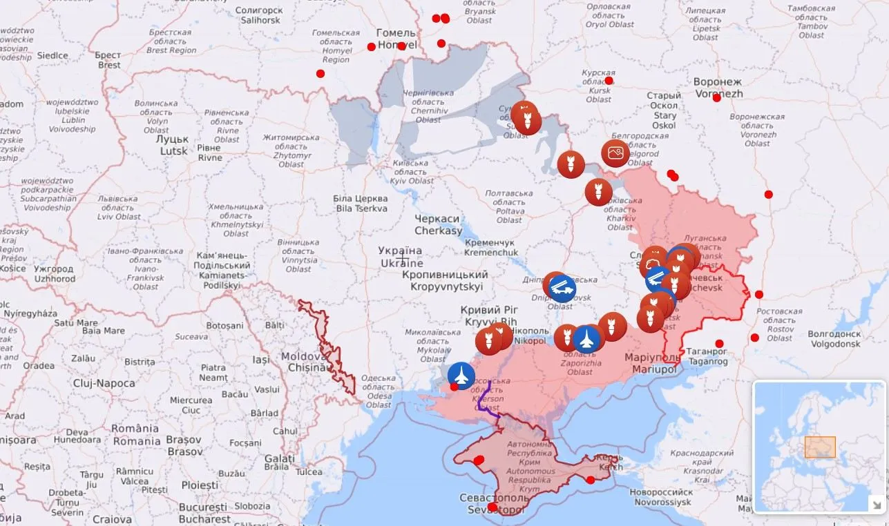 Карта бойових дій станом на 4 липня Карта бойових дій станом на 4 липня