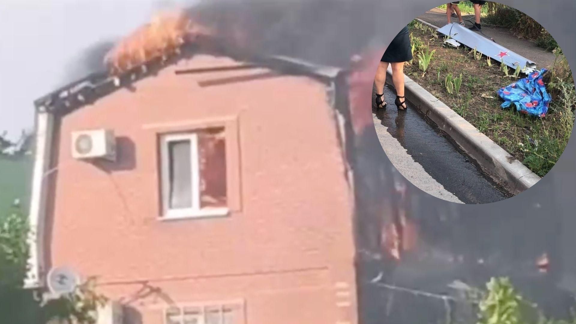 В Таганроге беспилотник упал на дом В Таганроге беспилотник упал на дом