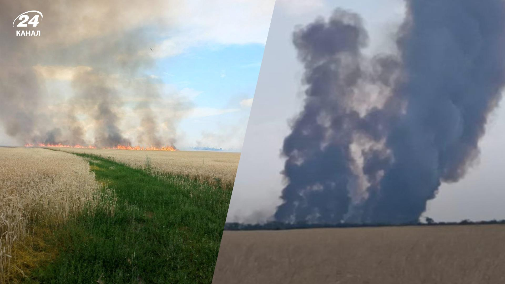 Пожары в Харьковской и Херсонской областях - горят поля с пшеницей из-за российских обстрелов