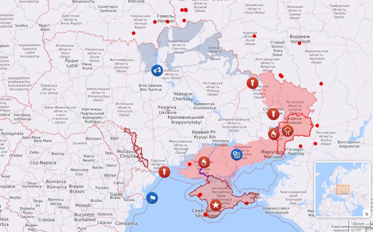 Карта бойових дій станом на 8 липня