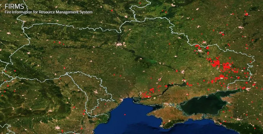 У NASA показали лінію фронту в Україні з космосу У NASA показали лінію фронту в Україні з космосу